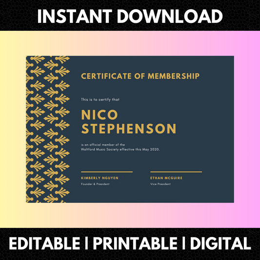 Certificate of Membership Template | Membership Certificate