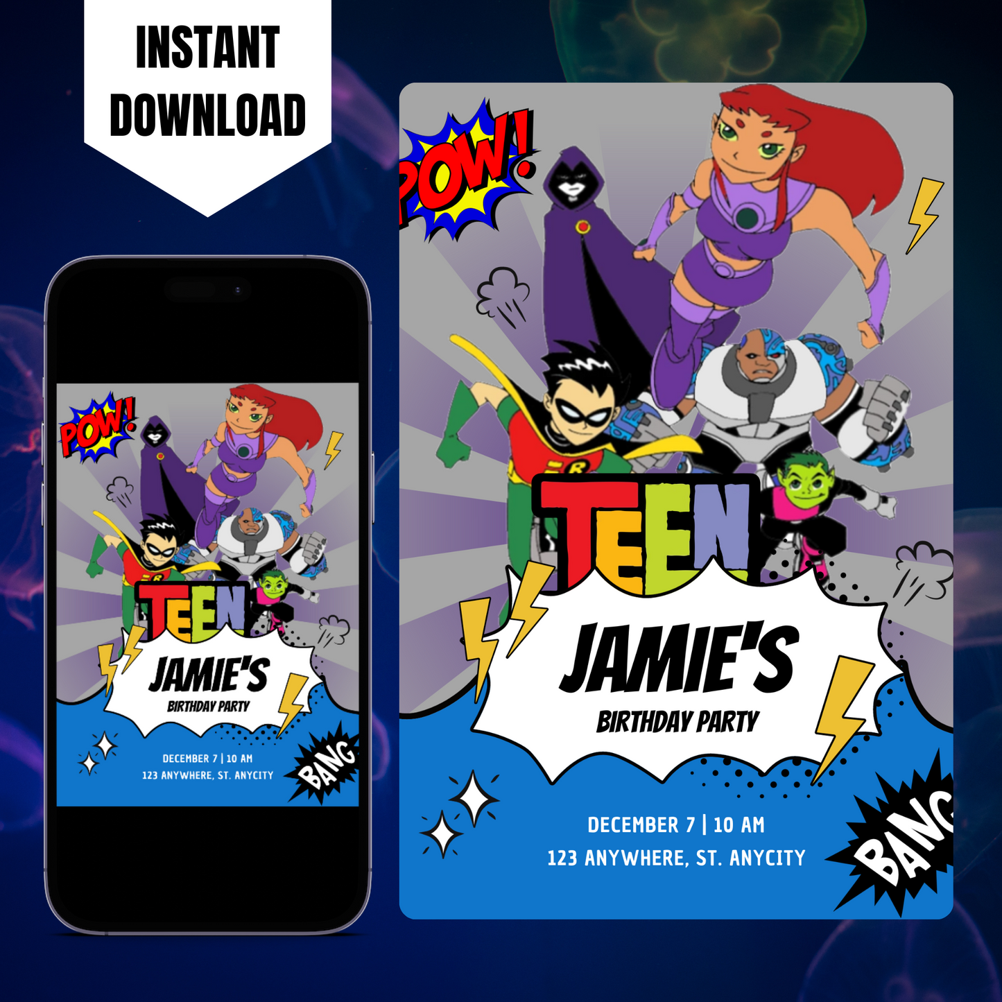 Teen Titans Birthday Invitation Template