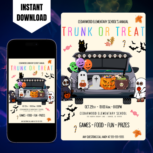 Halloween Trick or Treat Invitation Template | Halloween Trick or Treat Flyer