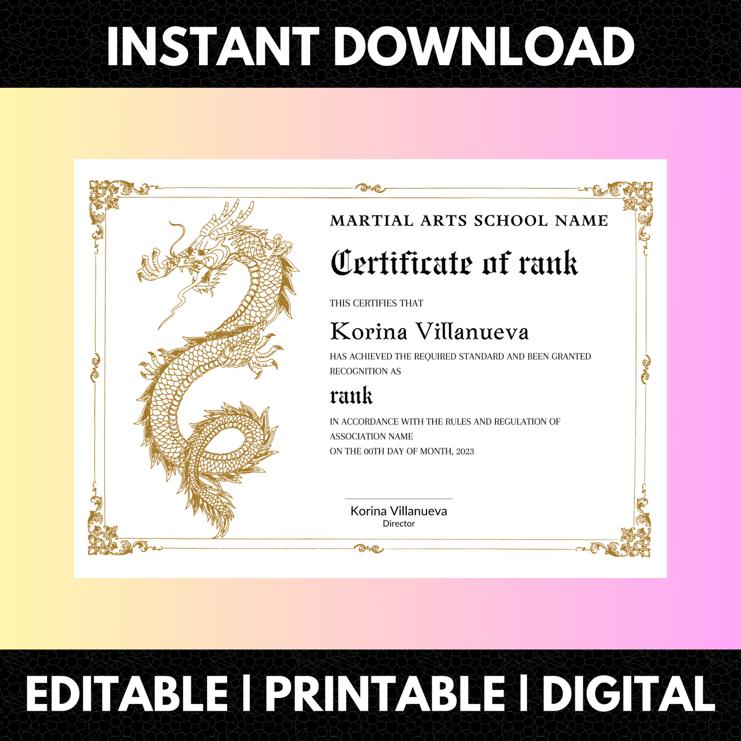 Certificate of Rank Template | Rank Certificate