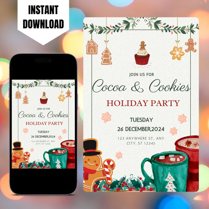 Cocoa and Cookies Christmas Invitation Template CreativeRino