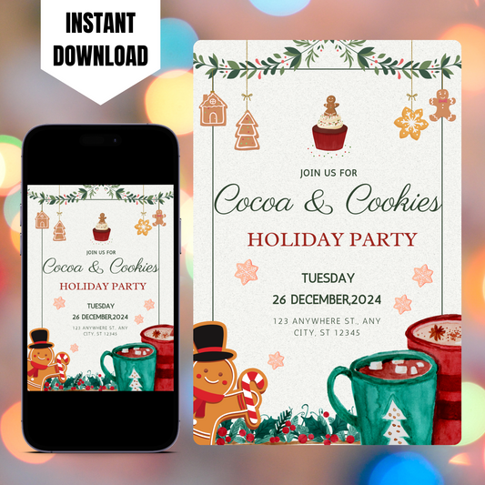 Cocoa and Cookies Christmas Invitation Template