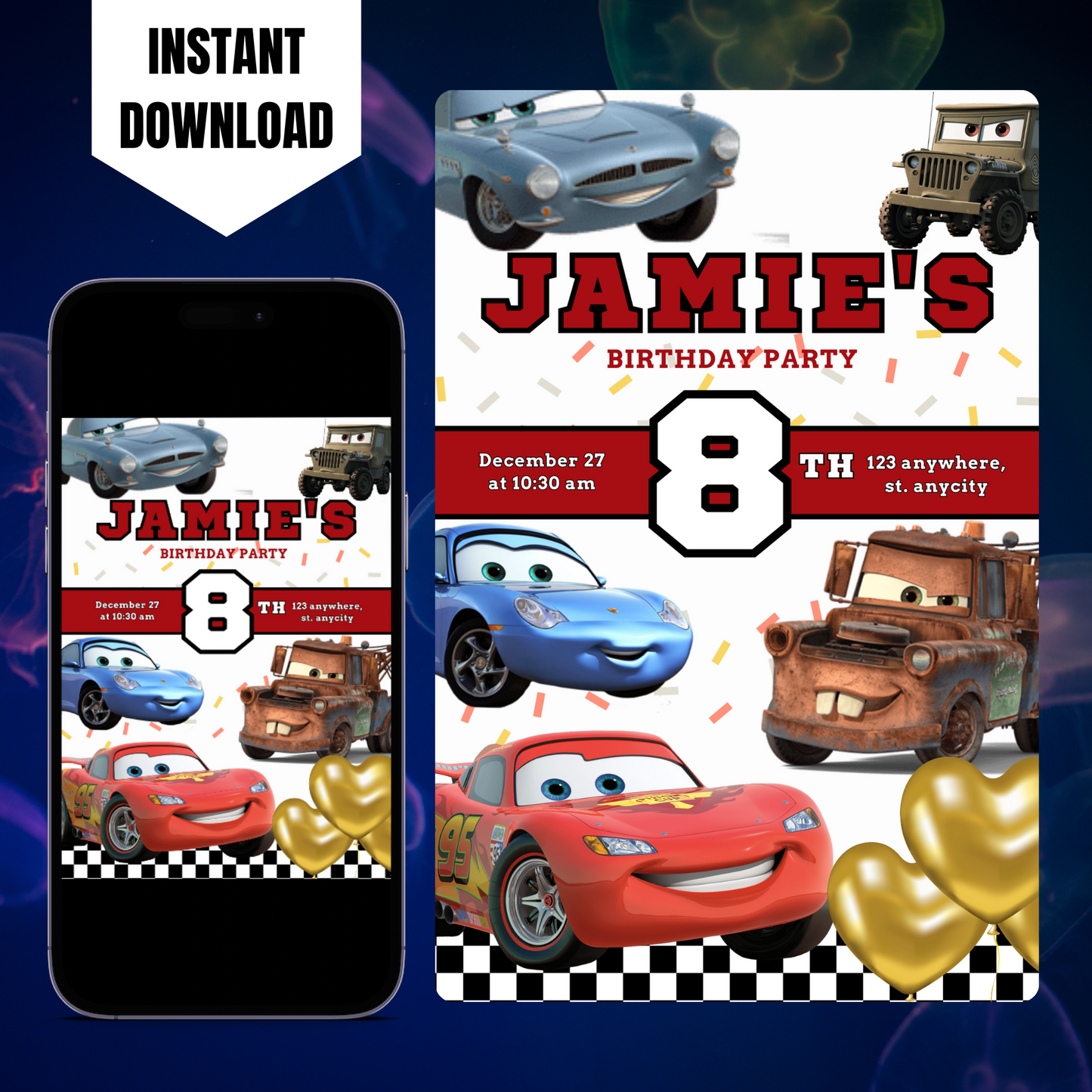 Cars Birthday Invitation Template | Lightning McQueen Invite