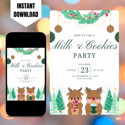 Milk and Cookies Christmas Invitation Template CreativeRino