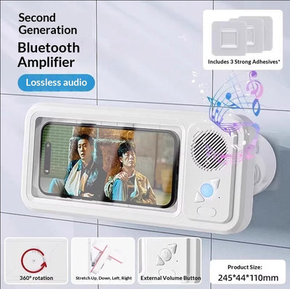 Bathroom Waterproof Mobile Phone Box Bluetooth Speaker Audio Bath TV Stand Mobile Phone Holder 360 Degree Rotation Touch Screen CreativeRino