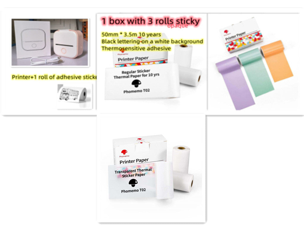 Portable Mini Thermal Label Printer Home Photo Printer Student Wrong Question Printer Bluetooth-compatible Mini Label Printer Price Tag CreativeRino