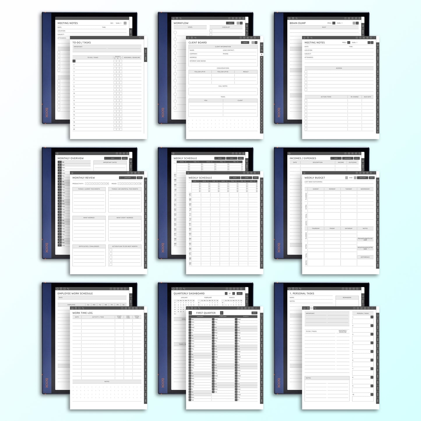 Onyx Boox Business Meeting Notes Planners Template