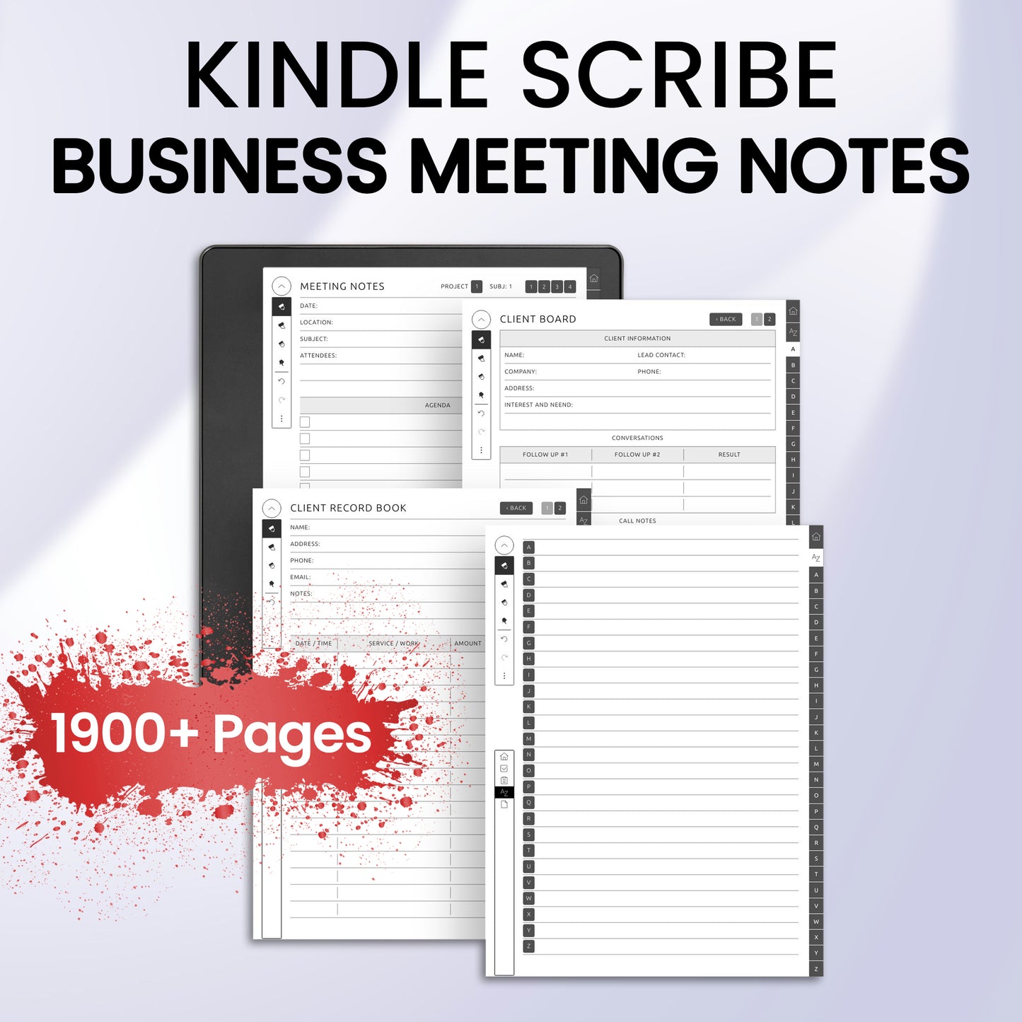 Kindle Scribe Business Meeting Notes Planner Template