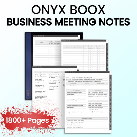 Onyx Boox Business Meeting Notes Planners Template