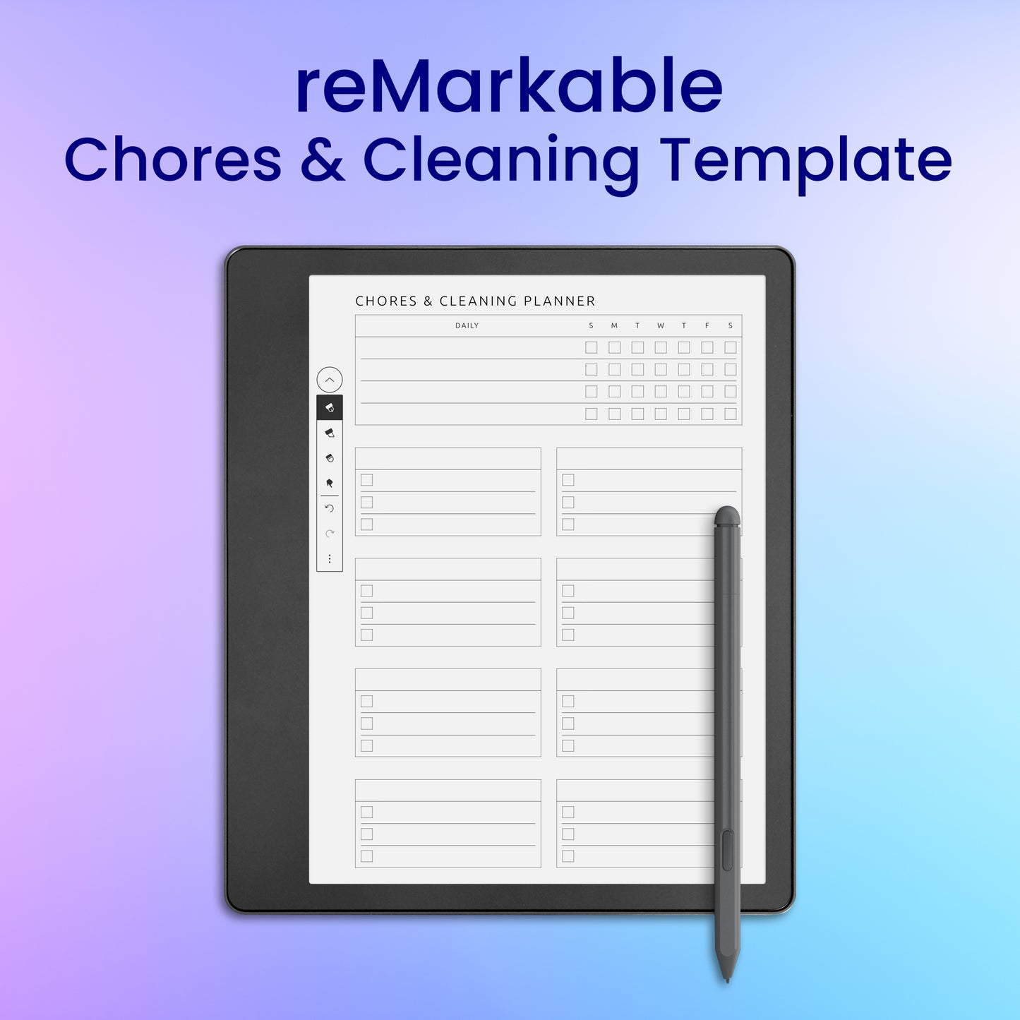 reMarkable 2 Chores & Cleaning Template Planner Template