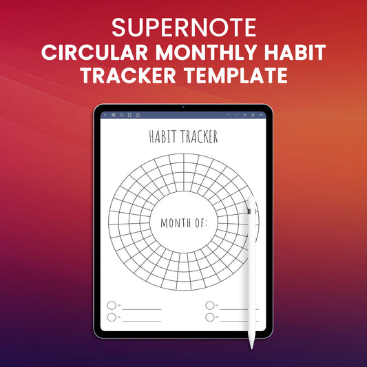 Supernote Circular Monthly Habit Tracker Template Planner Template