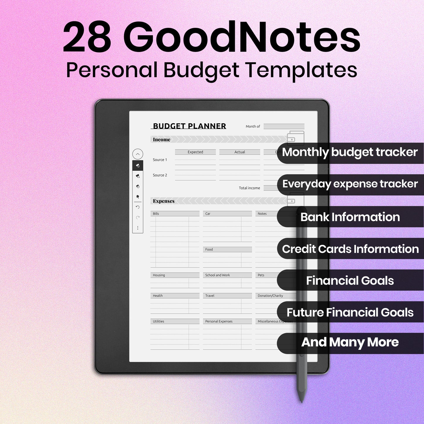 28 GoodNotes Personal Budget Templates