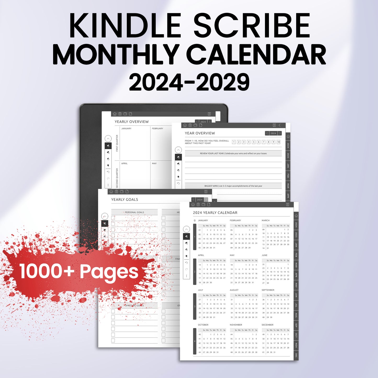 Kindle Scribe Monthly Calendar Planner Template