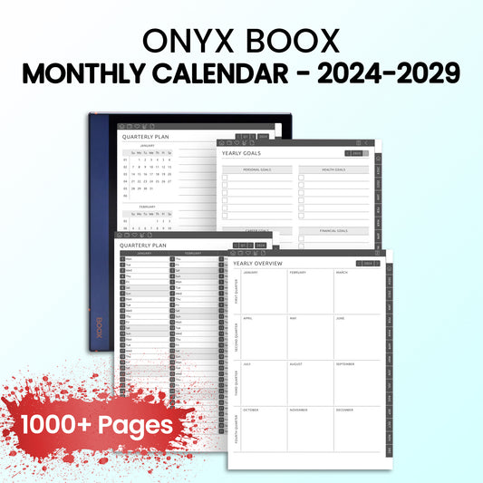 Onyx Boox Monthly Calendar Planners Template