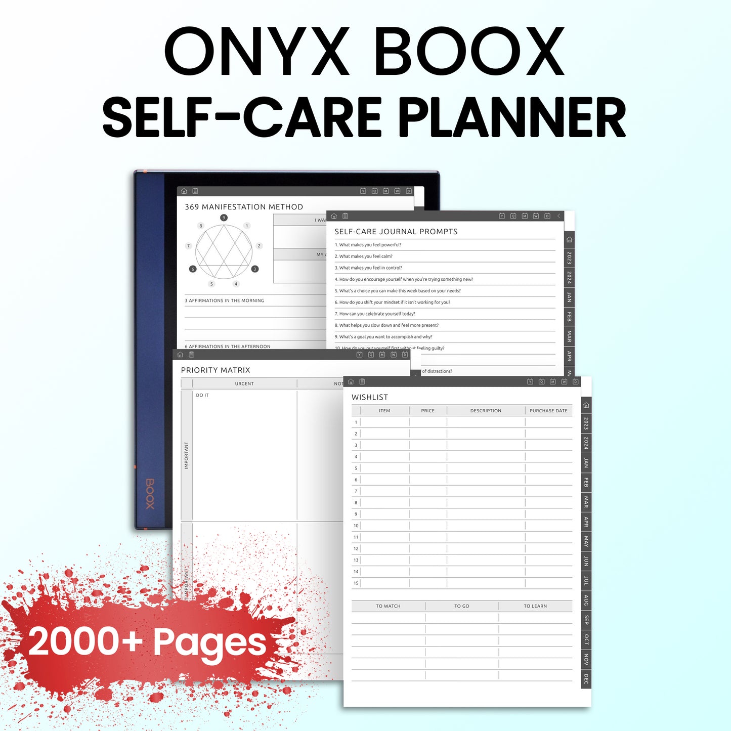 Onyx Boox Self-Care Planners Template