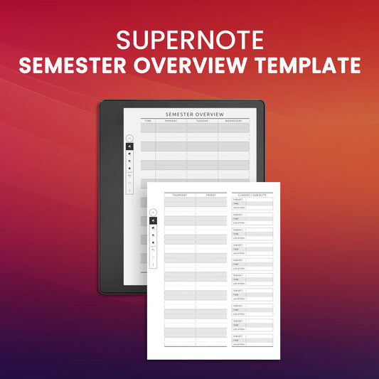 Supernote Semester Overview Template Planner Template