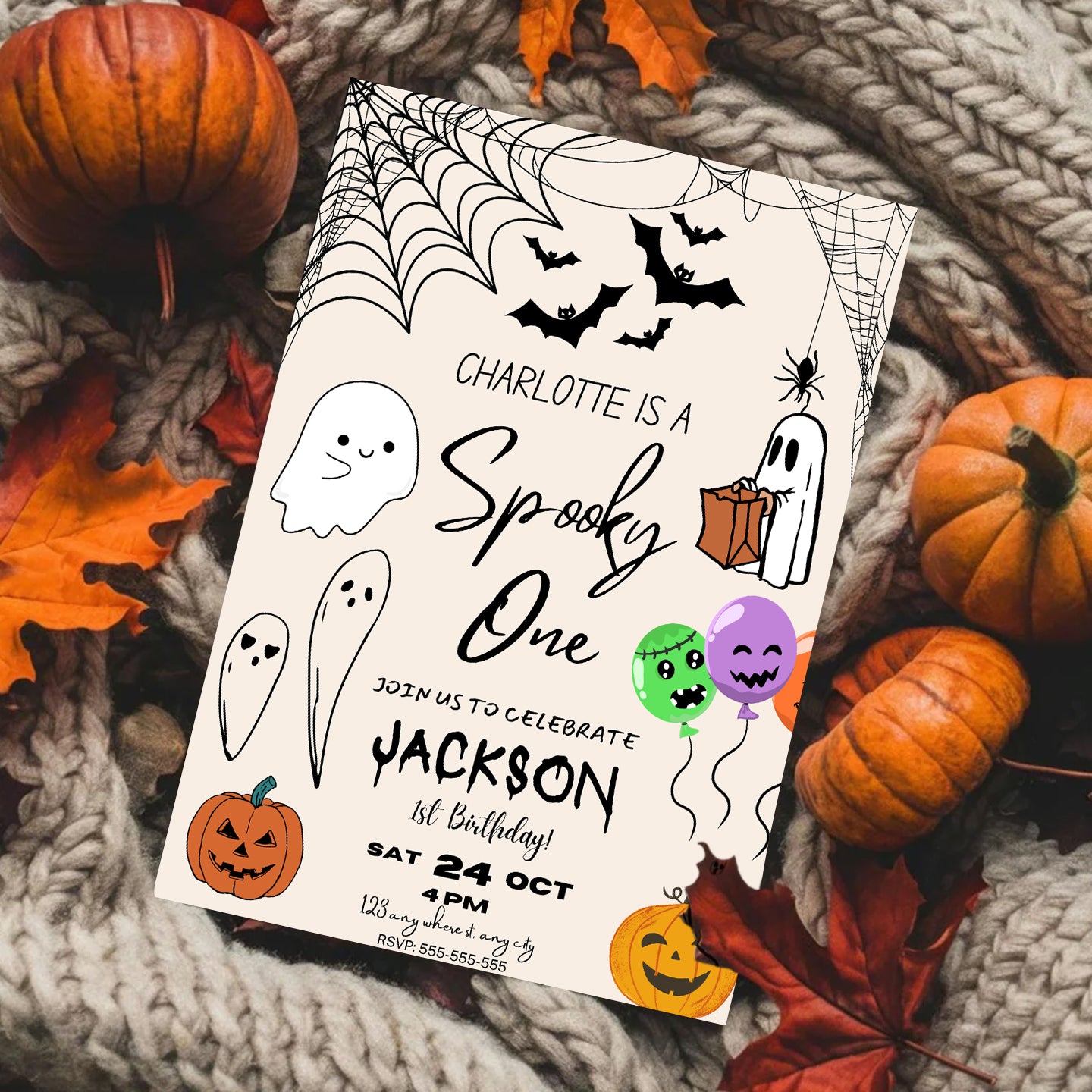 Spooky One Halloween Birthday Party Invitation Template