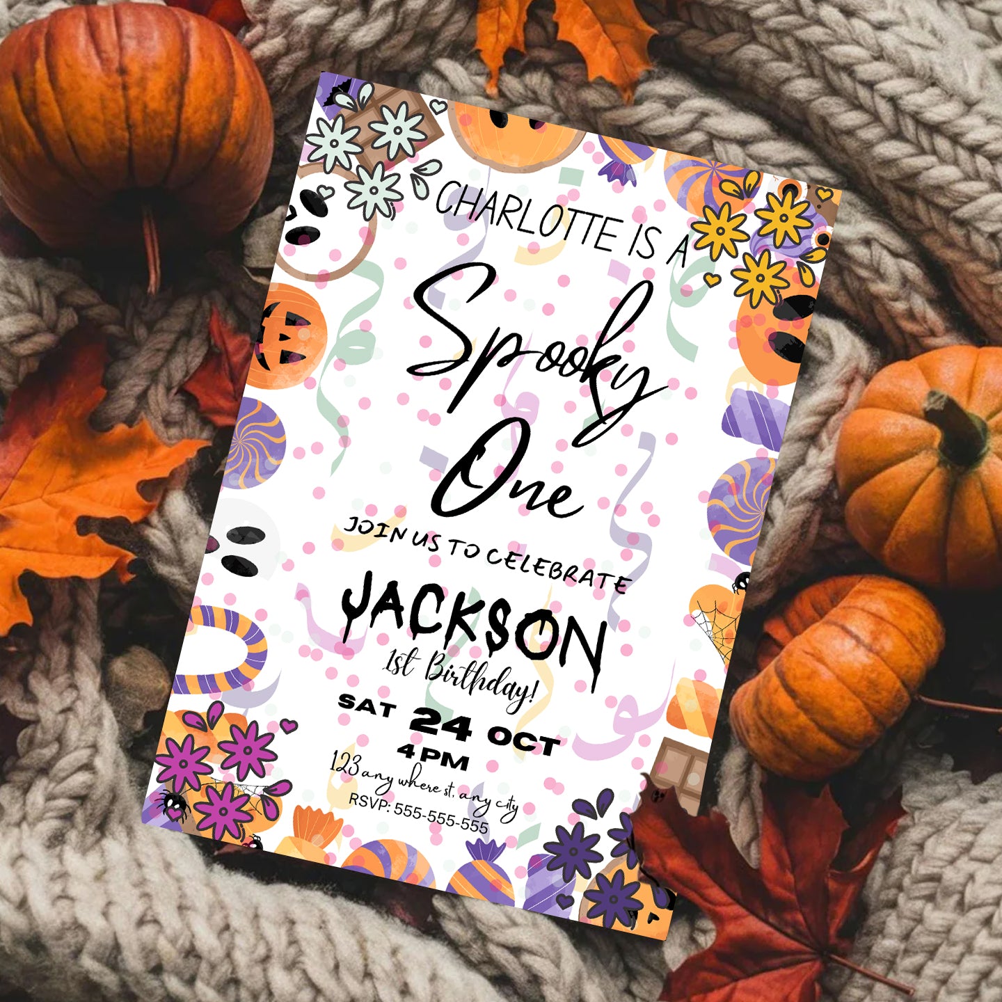 Spooky One Halloween Birthday Invitation Template