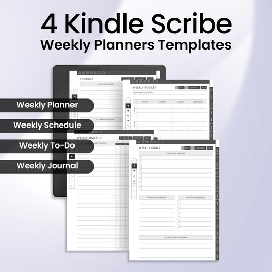 4 Kindle Scribe Weekly Planner Template Bundle