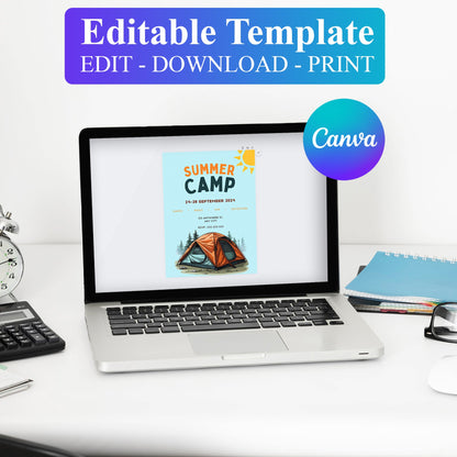 Summer Camp Bachelorette Invitation | Camping Invite Template Canva CreativeRino
