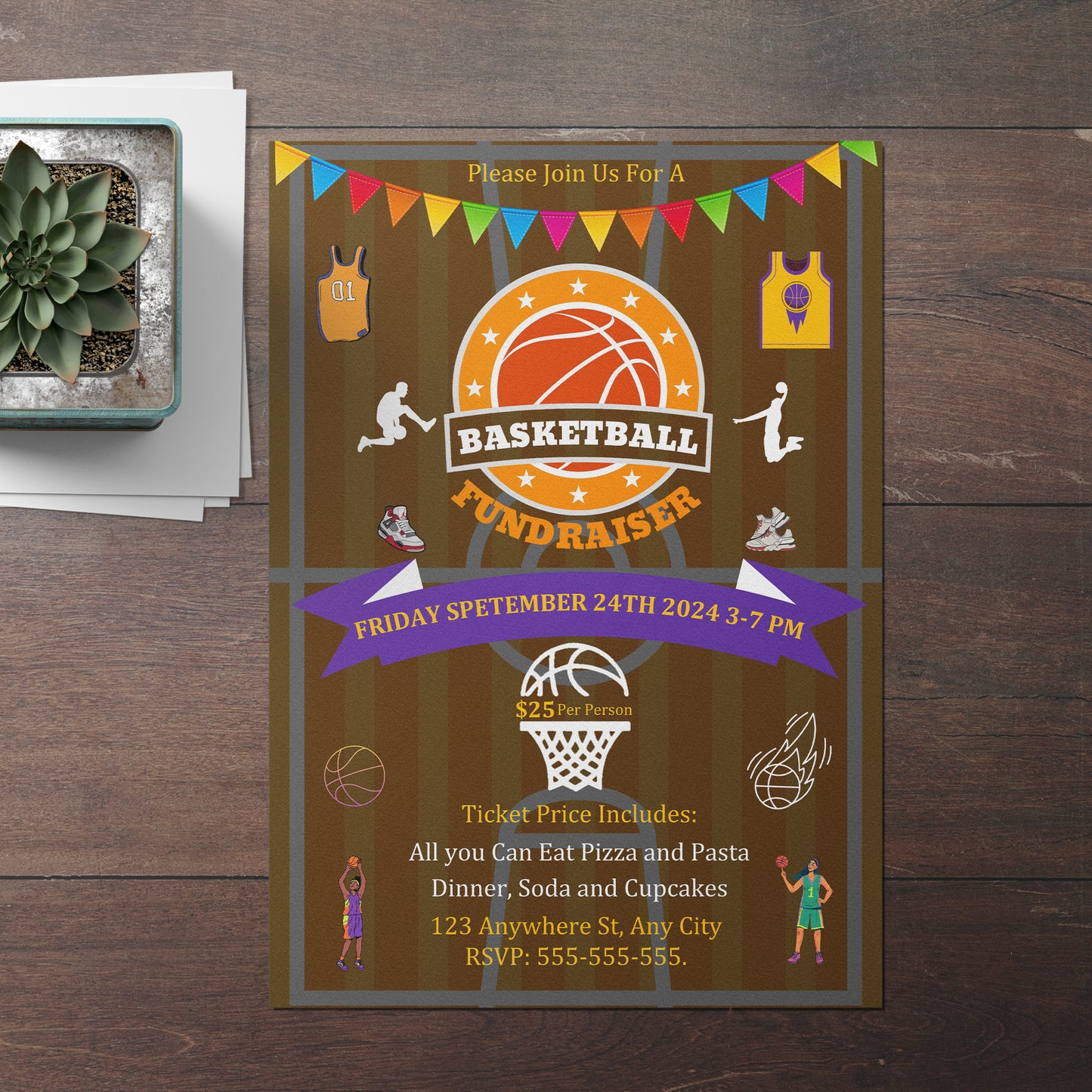 Basketball Fundraiser Flyer Template | Basketball Trails Flyer