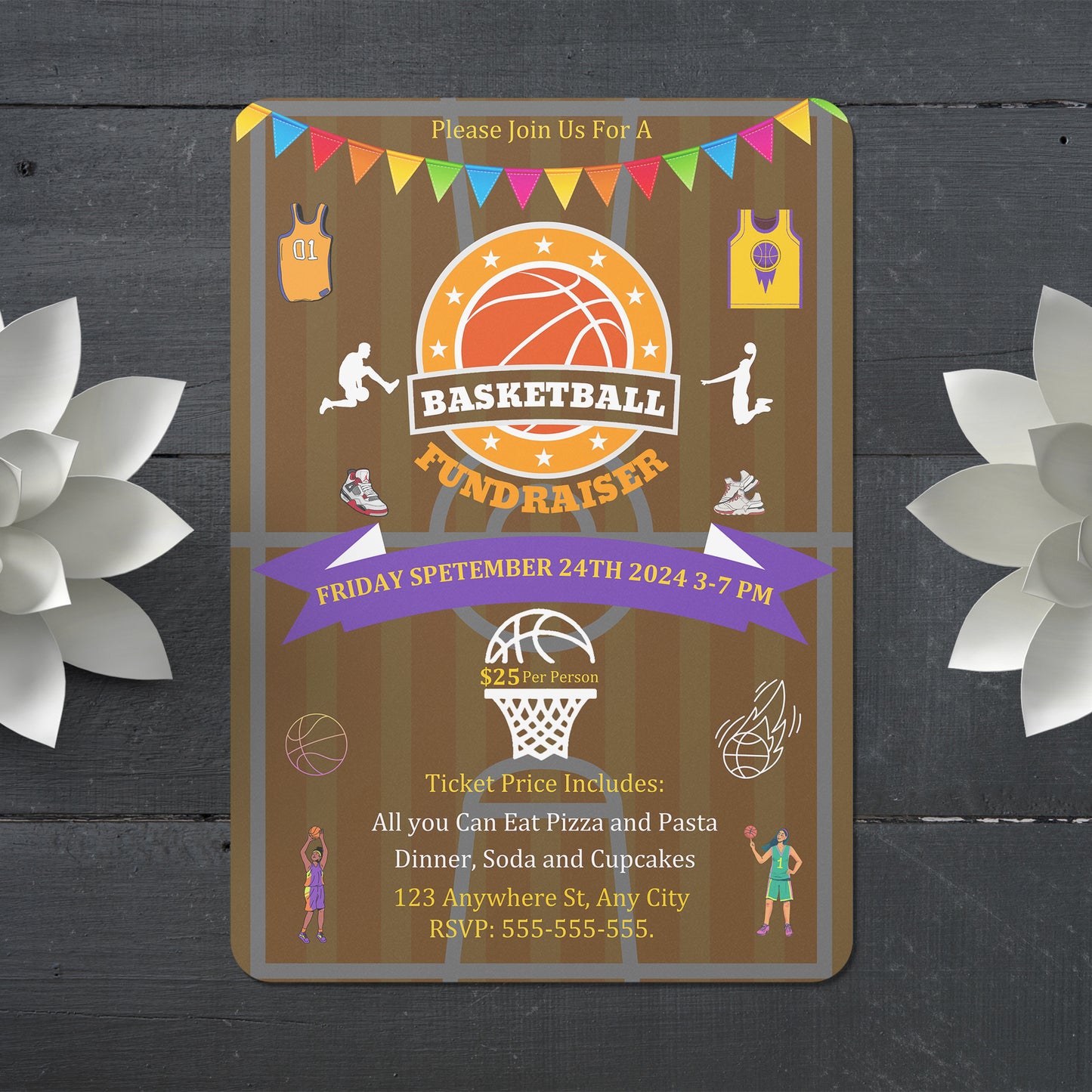 Basketball Fundraiser Flyer Template | Basketball Trails Flyer