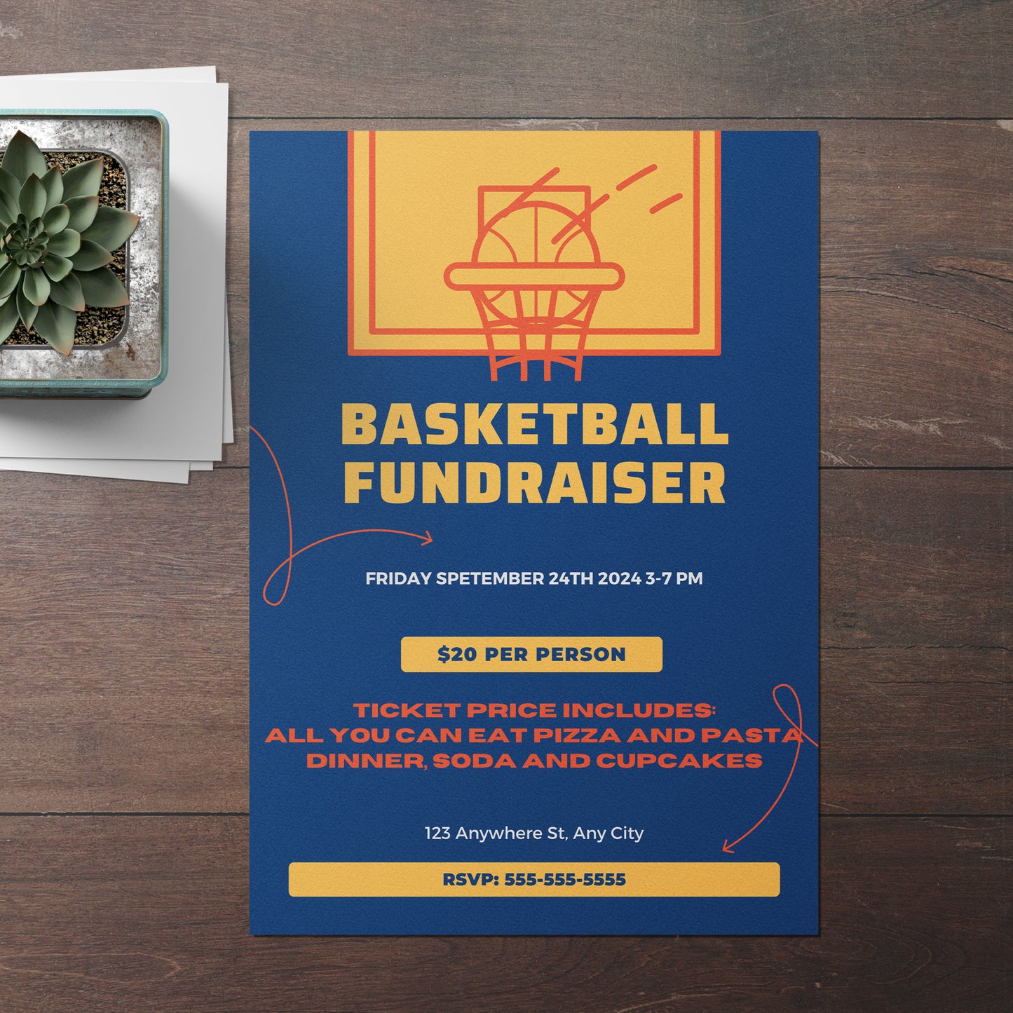 Basketball Fundraiser Flyer Template | Basketball Trails Flyer Invite