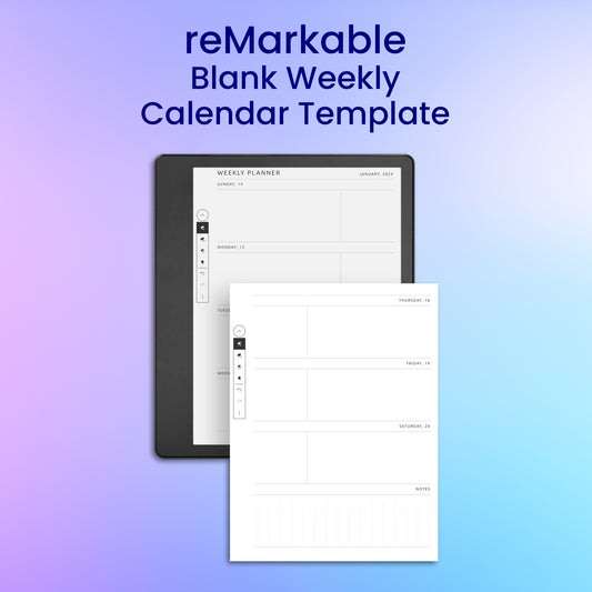 reMarkable 2 Blank Weekly Calendar Planner Template