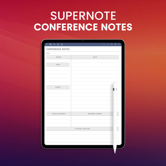 Supernote Conference Notes Planner Template