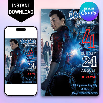 Shang-Chi and The Legend of The Ten Rings Birthday Invitation Template - CreativeRino