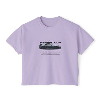 Porsche 718 Cayman Women Boxy Tee - Porsche Perfection Graphic T-shirt - CreativeRino