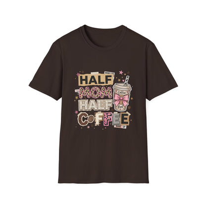 Half Mom Half Coffee T-Shirt – Cute Coffee Lover Mom Tee Printify