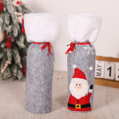 Festive Red Wine Bottle Covers Gift Set | Elderly, Snowman & Elk Household Decor eprolo