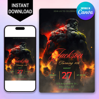 Hulk Birthday Invitation Template - CreativeRino