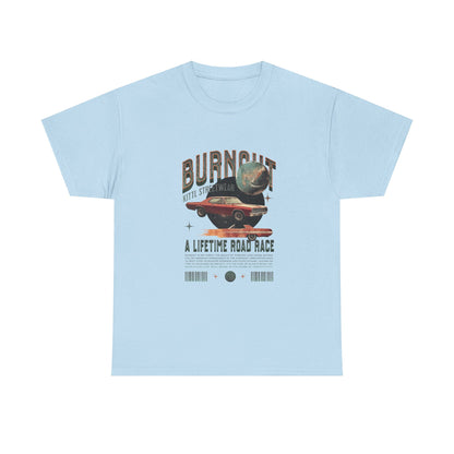 Burnout Road Race Unisex Heavy Cotton Tee - Vintage Graphic T-Shirt for Car Enthusiasts - CreativeRino