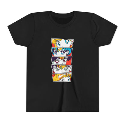 Youth Anime-Inspired Short Sleeve Tee - Colorful Sailor Moon Character Eyes T-shirt Design - CreativeRino