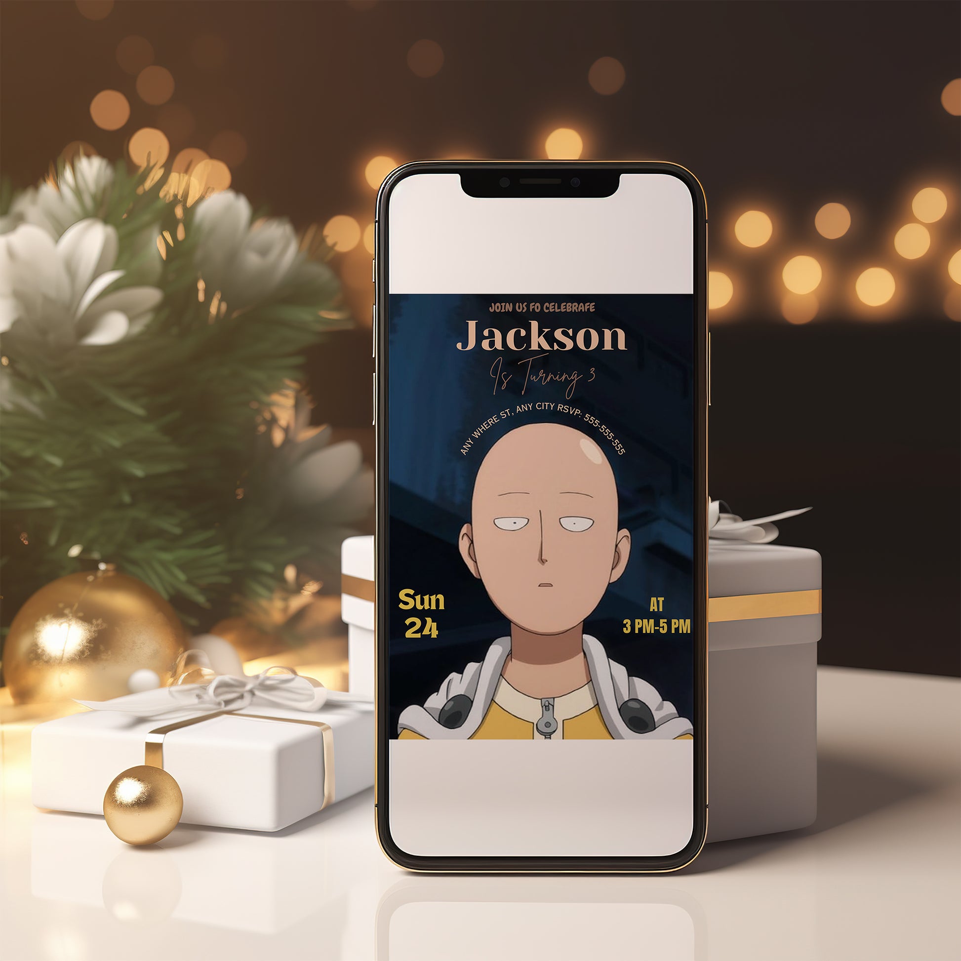 One Punch Man Birthday Invitation Template - CreativeRino