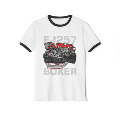 FJ257 Boxer Engine Ringer T-Shirt - Unisex Cotton Tee for Car Enthusiasts - CreativeRino