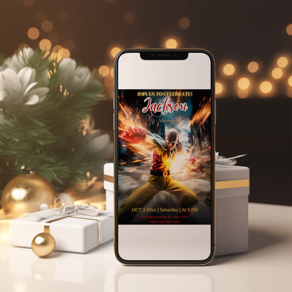 One Punch Man Birthday Invitation Template - CreativeRino