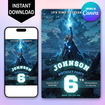 Thor Birthday Invitation Template - CreativeRino