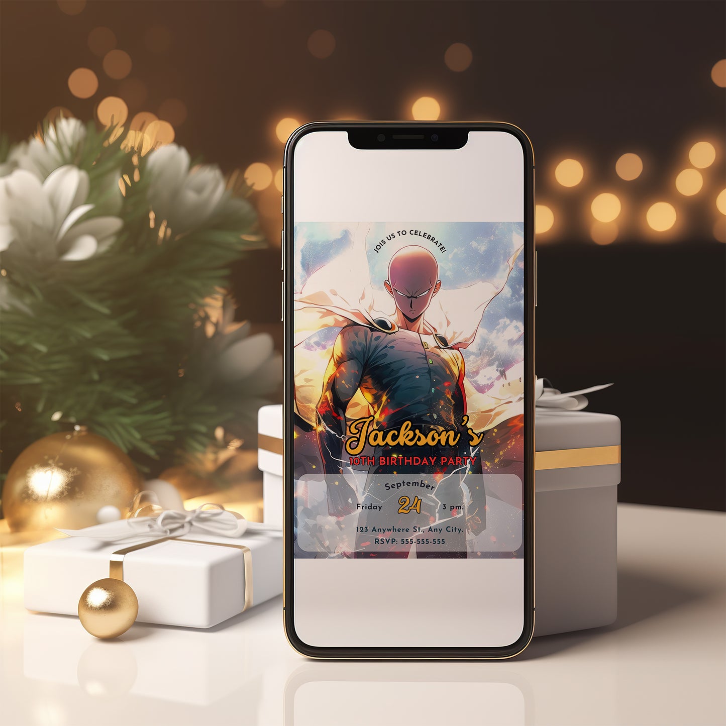 One Punch Man Birthday Invitation Template - CreativeRino