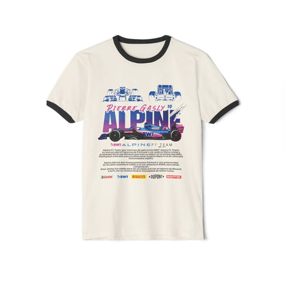 Pierre Gasly Alpine Ringer T-Shirt - Unisex Cotton Tee for Racing Fans - CreativeRino