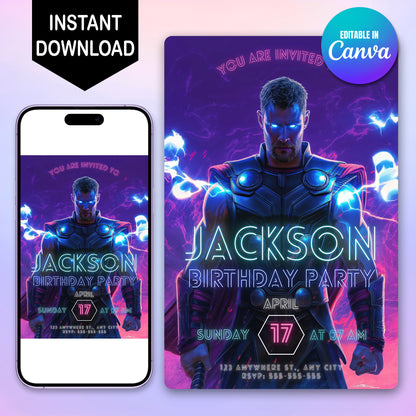 Thor Birthday Invitation Template - CreativeRino