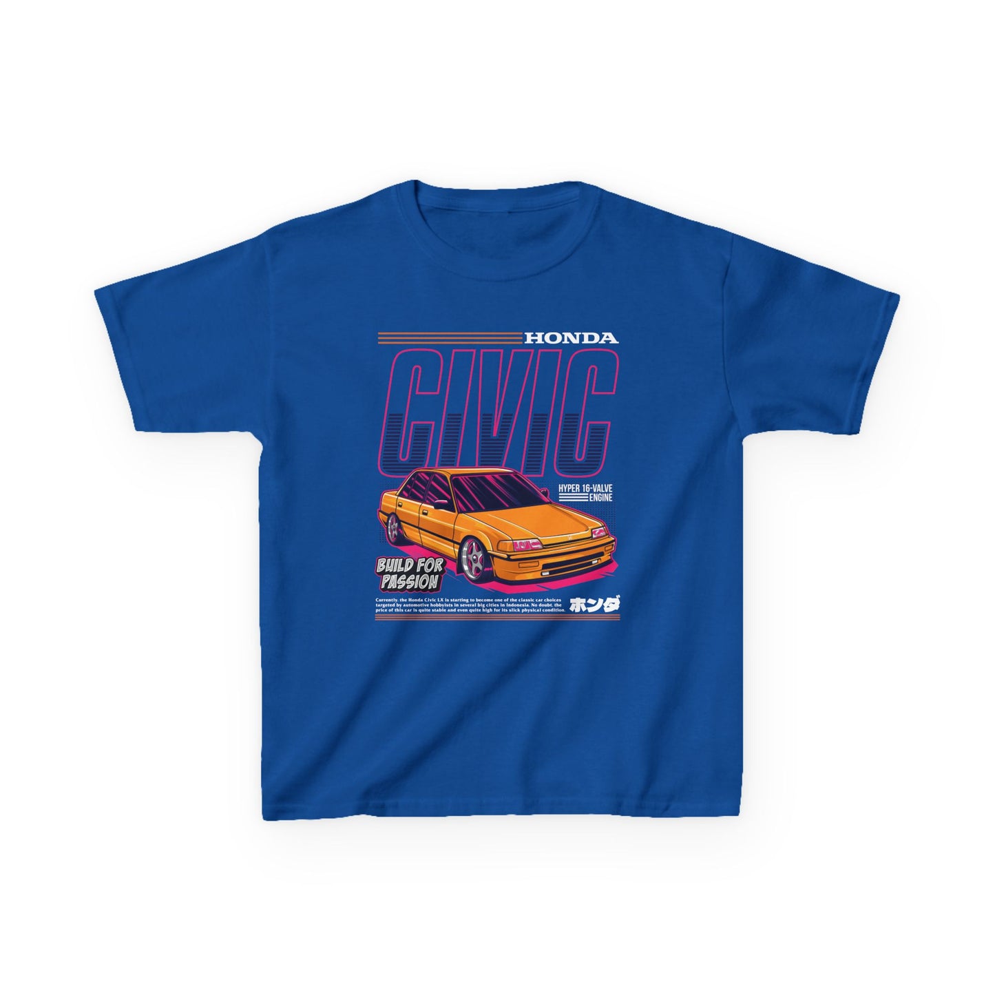Honda Civic Kids Heavy Cotton™ Tee - Build for Passion - Perfect T-shirt for Young Car Enthusiasts - CreativeRino