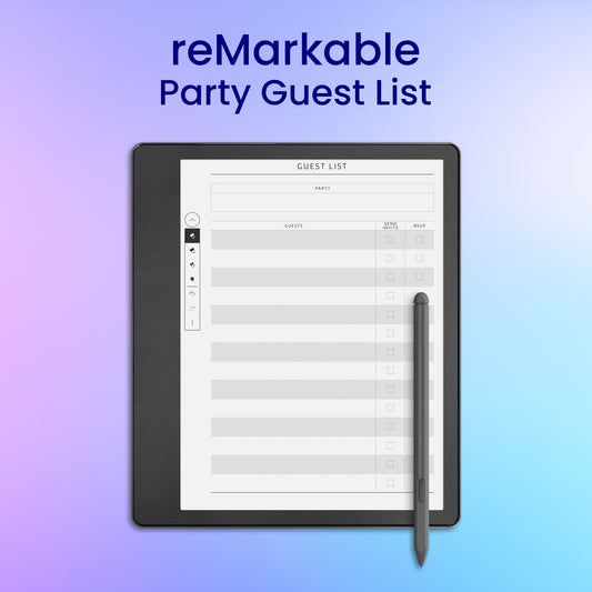 reMarkable 2 Party Guest List Planner Template