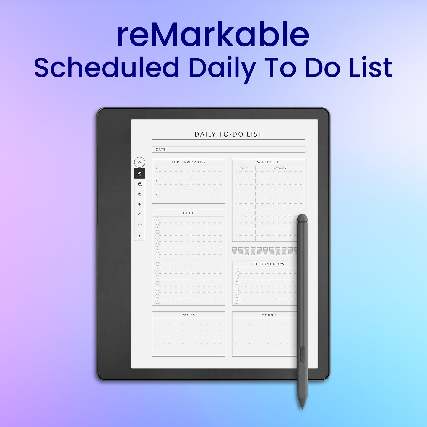 reMarkable 2 Scheduled Daily To Do List Planner Template