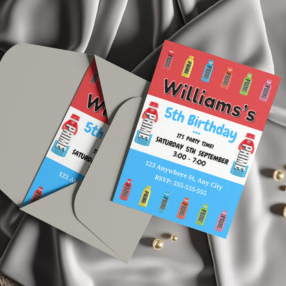 Prime Energy Drink Birthday Invitation Template - CreativeRino