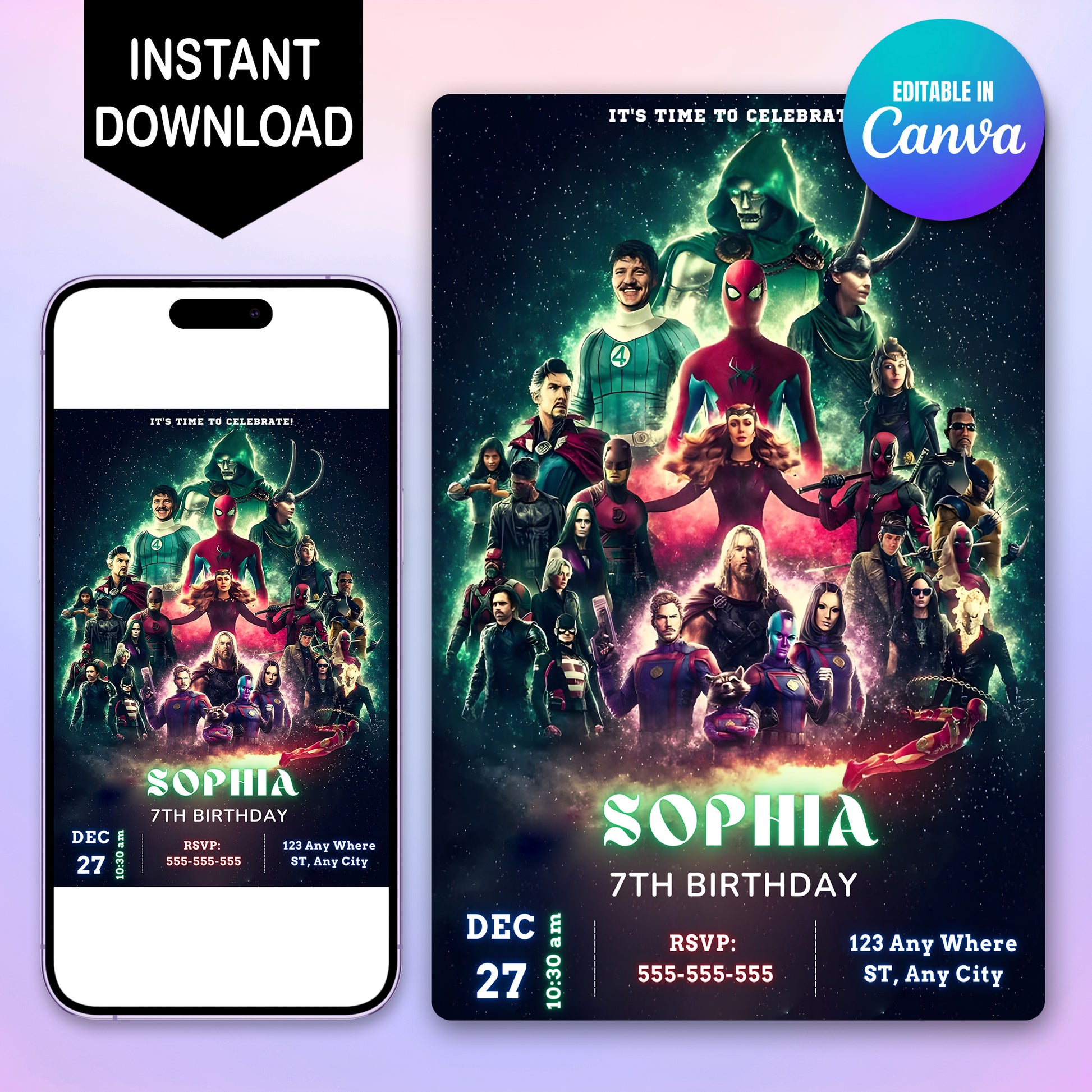 Avengers Doomsday Invitation Template | Dr Doom Birthday Invite - CreativeRino