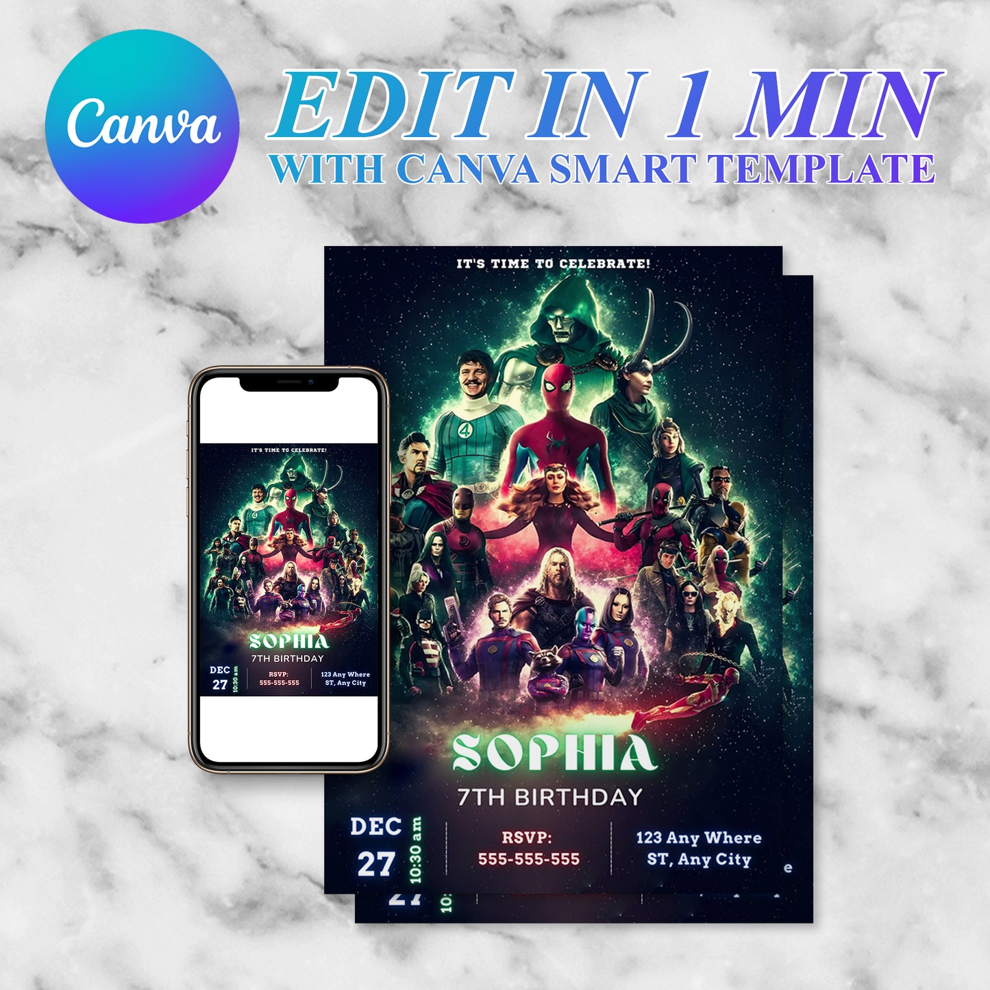 Avengers Doomsday Invitation Template | Dr Doom Birthday Invite - CreativeRino