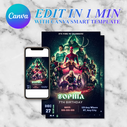 Avengers Doomsday Invitation Template | Dr Doom Birthday Invite - CreativeRino